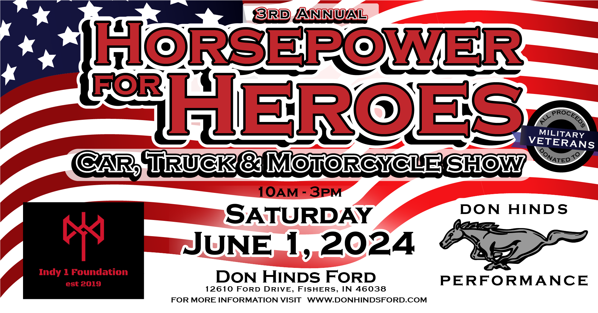 Horsepower for Heroes Red White and Blue Event banner