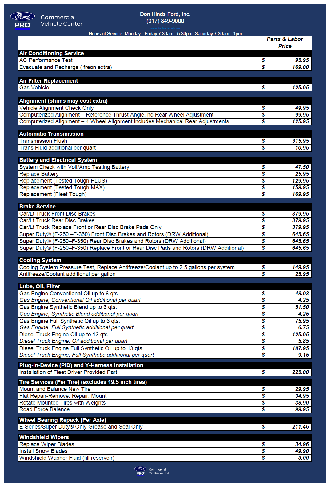 Ford Pro Maintenance Schedule